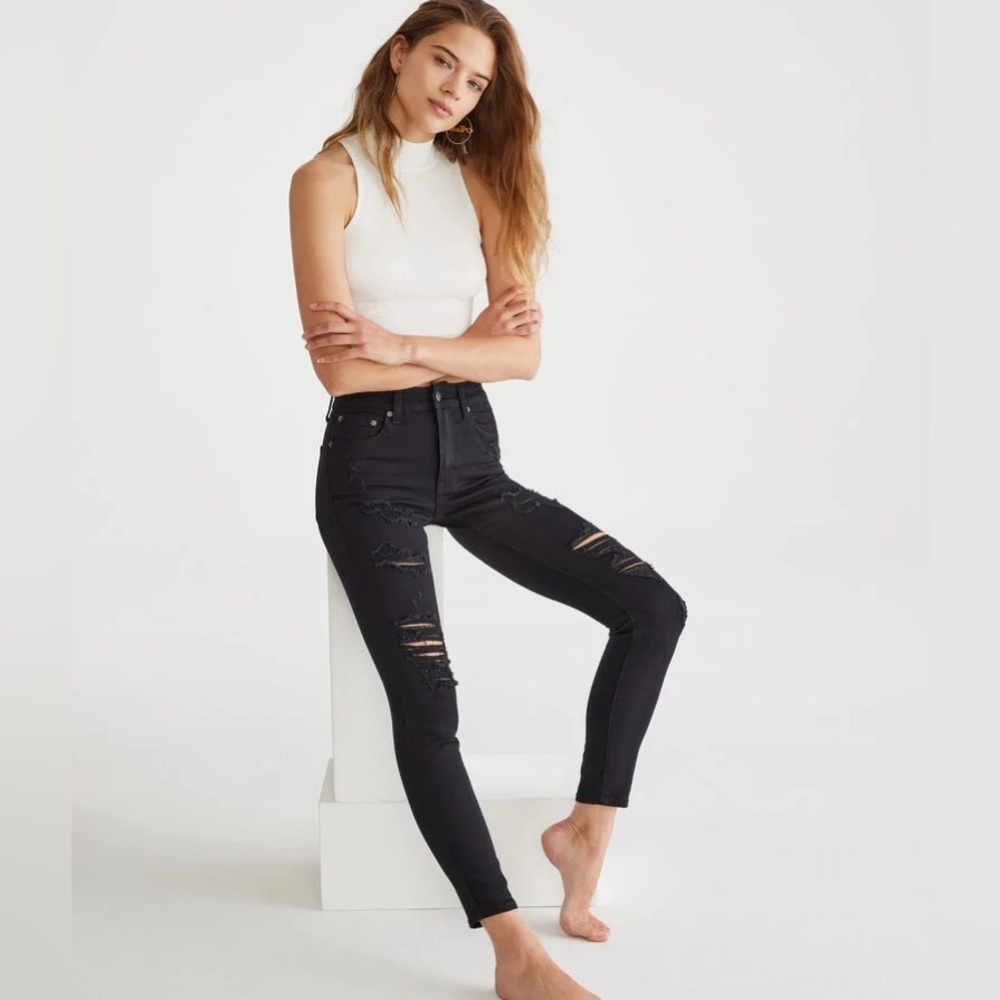 NWT Aeropostale Black Flex Effects High Rise Jeggings